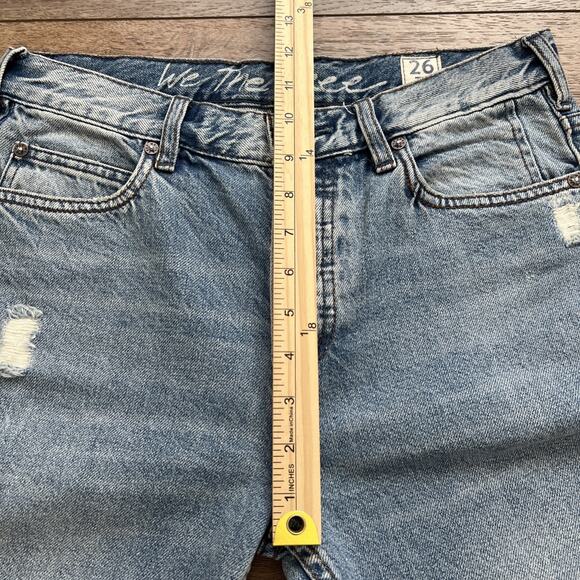 Free People Jeans Womens 26 Chewed Up Mid-Rise Straight Button Fly Distressed - Picture 10 of 13